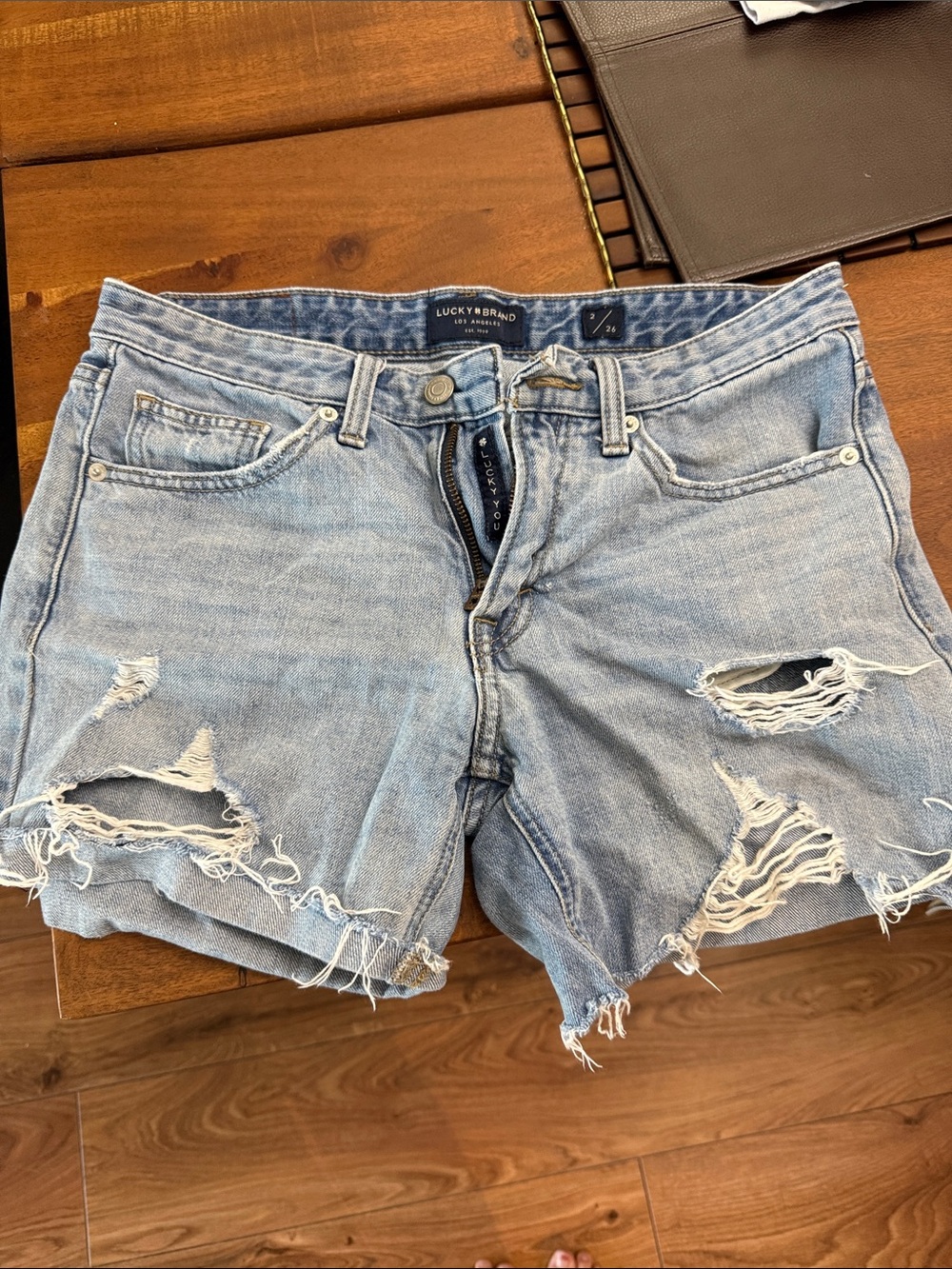 Lucky Brand Light Blue Ripped Denim Shorts